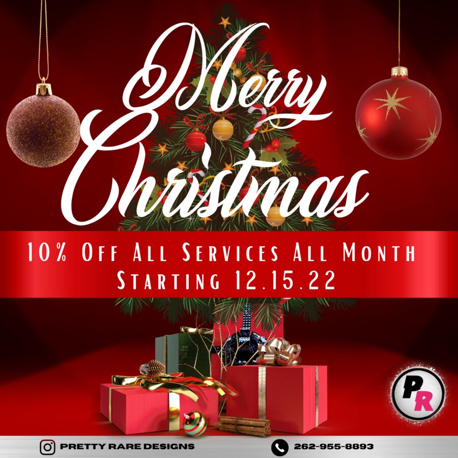 Merry Christmas 10% off all services promotional flyer