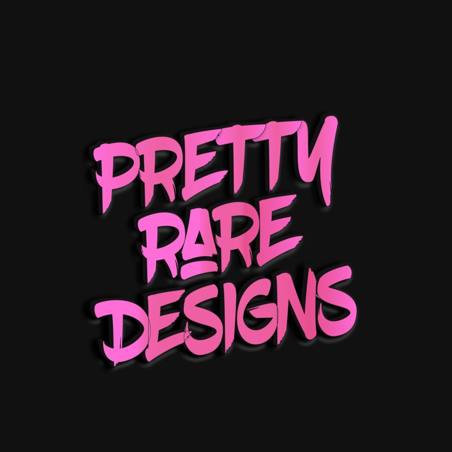 Pretty Rare Designs graffiti-style logo in pink